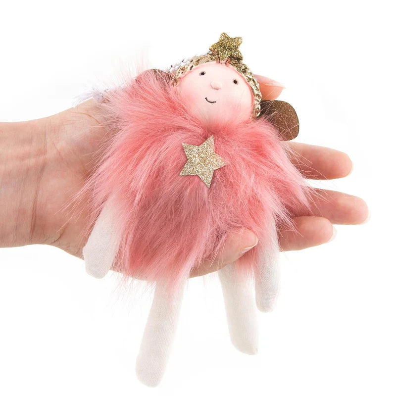 3 dicke Engel mit Schnur zum Aufhängen - Schutzengel gold weiß rosa grau
