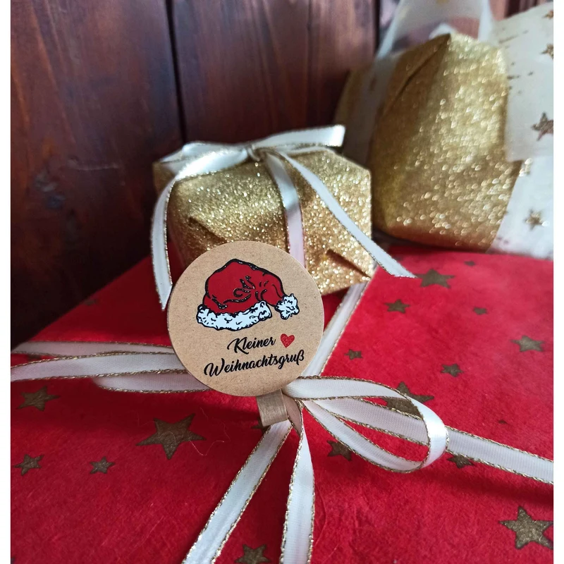Logbuch-Verlag 24 Weihnachtsaufkleber rund rot weiß natur schwarz Geschenk-Aufkleber Verpackung Weihnachtsgeschenke Sticker Etiketten 4 cm Weihnachtsverpackung