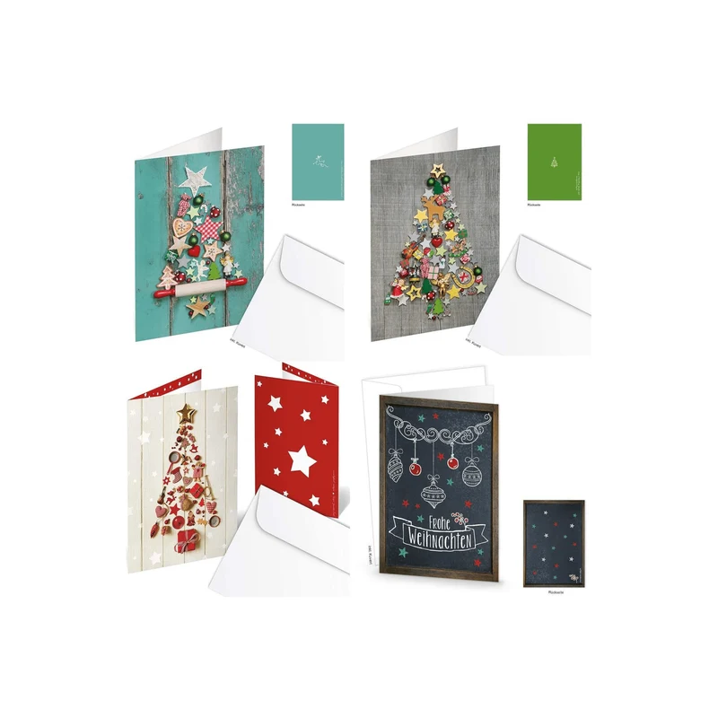 8 Weihnachtskarten Klappkarten mit Umschlag – Weihnachtsbaum Fotomotiv hoch innen blanko