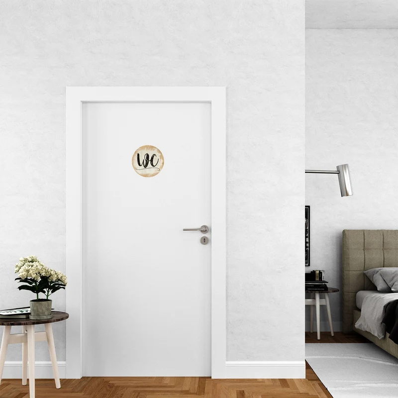 Badezimmer Türschild gold Set „Herren“ + „Damen“ + „WC“ (15,5 cm) mit Klebepads