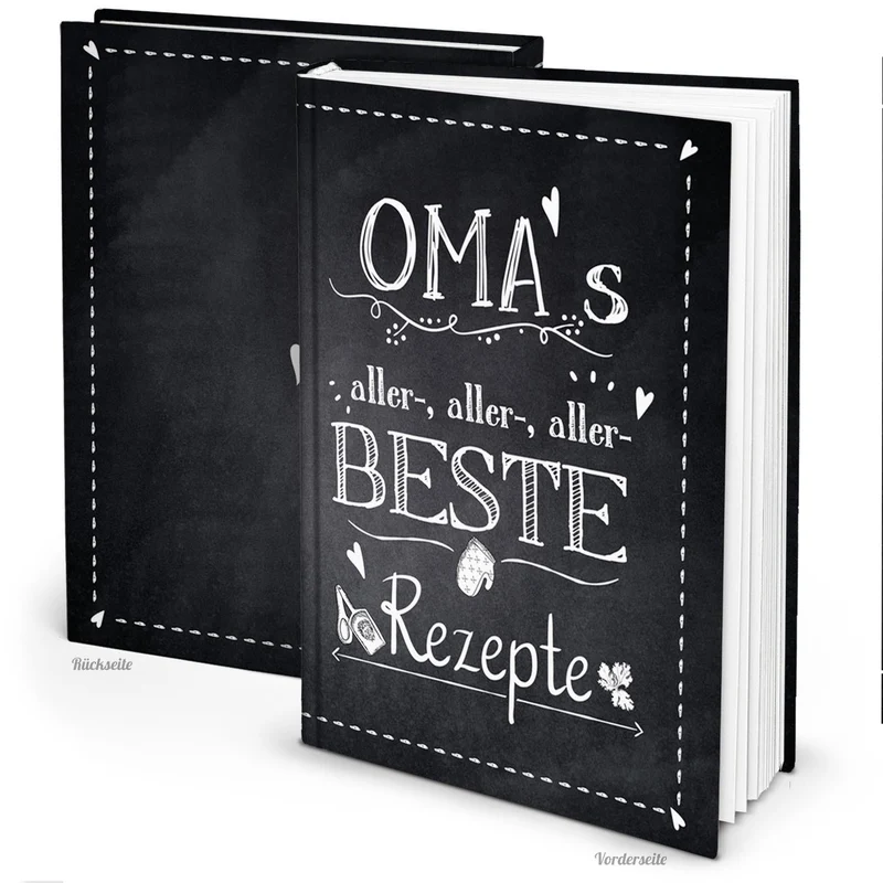 Rezeptbuch zum Eintragen OMAS ALLERBESTE REZEPTE in DIN A4 - leeres Kochbuch für Familienrezepte mit Metallecken