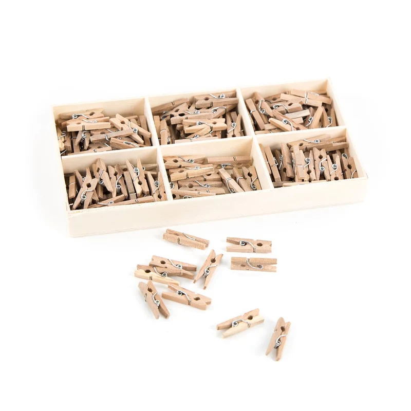 135 mini Wäscheklammern aus Holz 2,5 cm natur kleine Holzklammern Clips