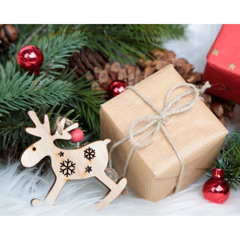 5 Schaukelpferd Weihnachtsanhänger 7,5 cm natur braun mit Schnur