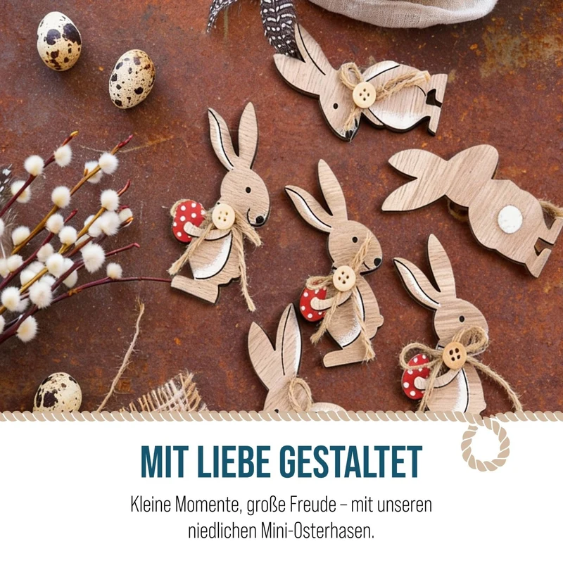 6 kleine Osterhasen aus Holz Osterdeko zum Basteln 8,5 cm