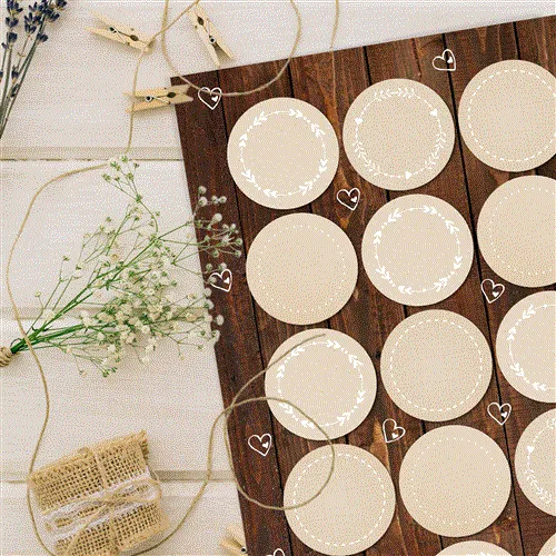 Logbuch-Verlag 24 beige natur Aufkleber leer blanko zum Beschriften Etiketten neutral rund 4 cm