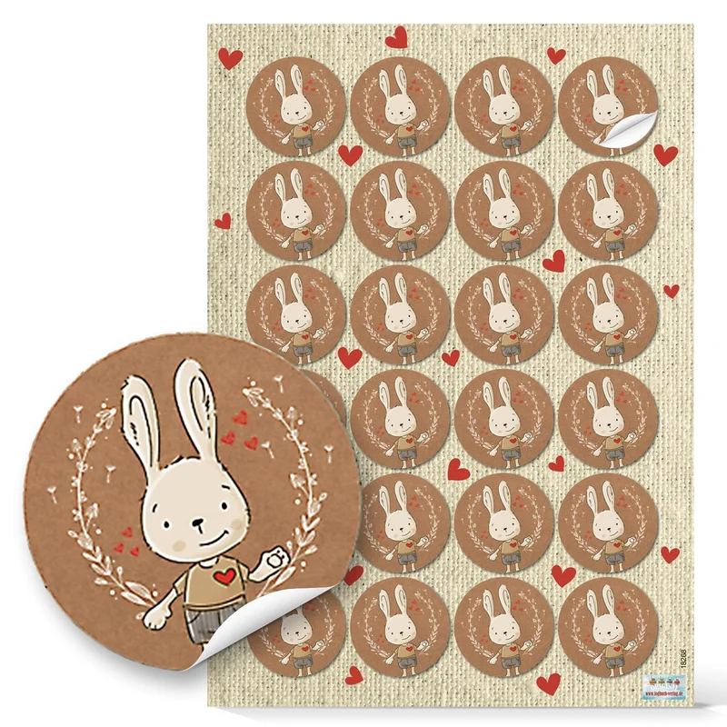 Osteraufkleber Set 4 x 24 Aufkleber 4 cm Frohe Ostern mit Osterhasen - Osterdeko Sticker