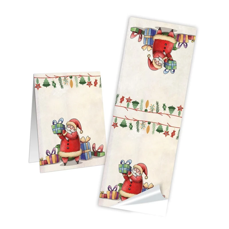 Weihnachtsbanderole Weihnachtsmann bunt 5 x 14,8 cm zum Beschriften