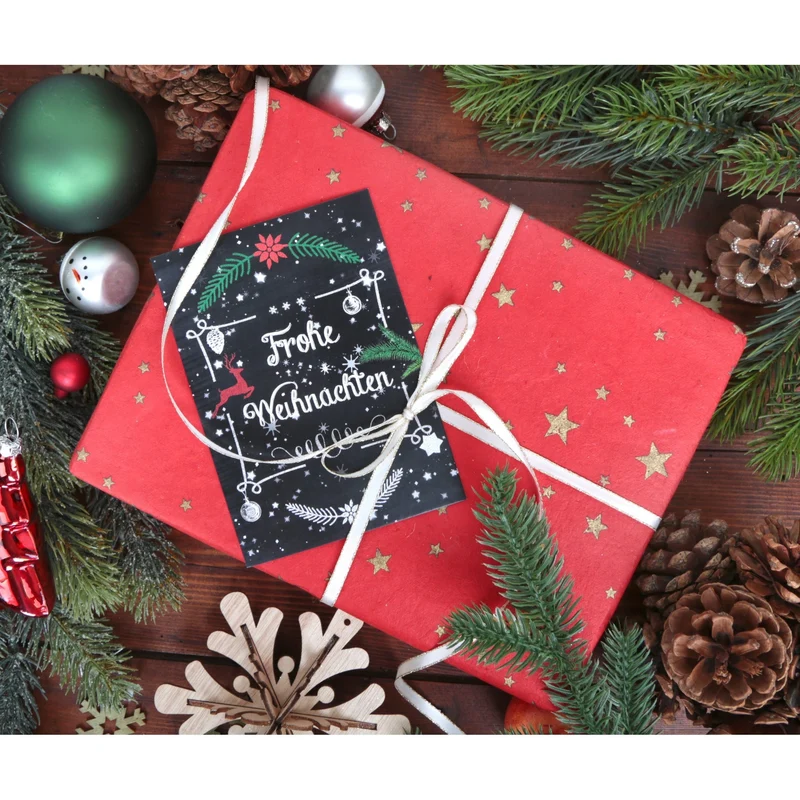 Weihnachtspostkarten DIN A6 hoch – Weihnachtsmotive schwarz-weiß in Tafelkreide-Optik