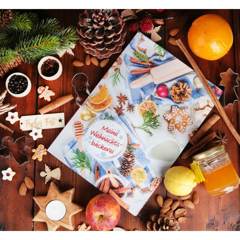 Rezeptmappe Meine Weihnachtsbäckerei DIN A4 blau bunt als Sammelmappe
