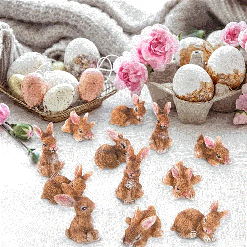 12 kleine Osterhasen - braun 4 cm - als Osterdeko Tischdeko Dekoration
