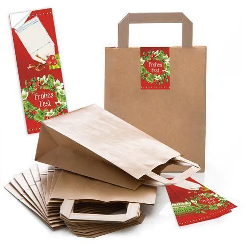 Weihnachtsbanderole Frohes Fest rot grün 5 x 14,8 cm zum Beschriften