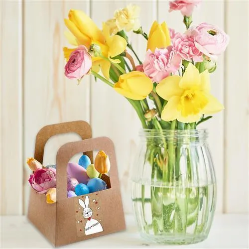 10 weiß rot schwarz weiße Osteraufkleber 5 x 15 cm Text FROHE OSTERN Osterhase Herzen in rot - selbstklebende Etiketten Kraftpapier für Ostertüten Aufkleber Verzieren von Verpackung u. Osternest