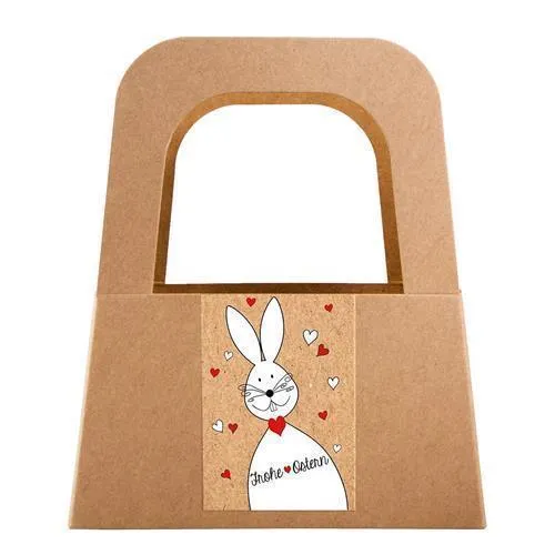 10 weiß rot schwarz weiße Osteraufkleber 5 x 15 cm Text FROHE OSTERN Osterhase Herzen in rot - selbstklebende Etiketten Kraftpapier für Ostertüten Aufkleber Verzieren von Verpackung u. Osternest