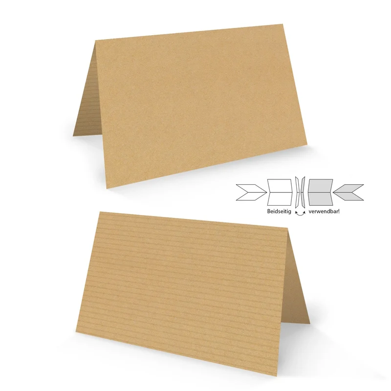 Tischkarten Kraftpapier-Optik braun blanko zum Beschriften 8,5 × 5,5 cm
