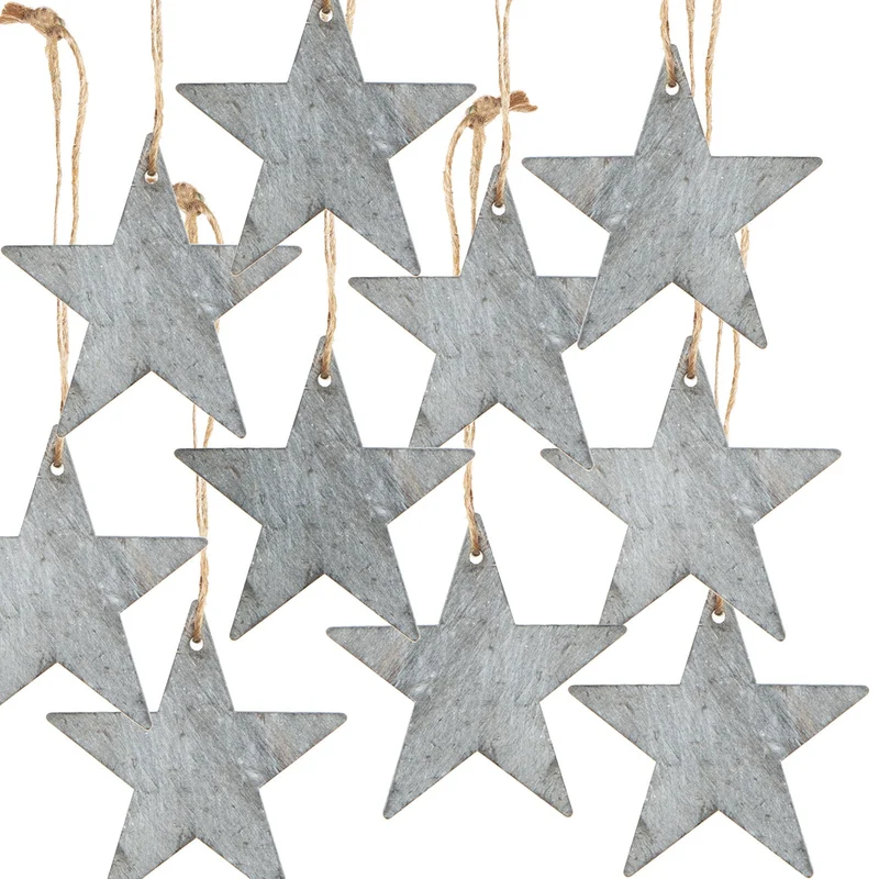 10 Holzsterne grau 10 cm Weihnachtsdekoration
