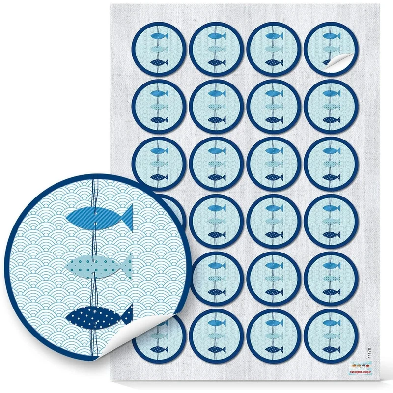 120 maritime Sticker - Anker + Fische + Muscheln + Sprücheaufkleber