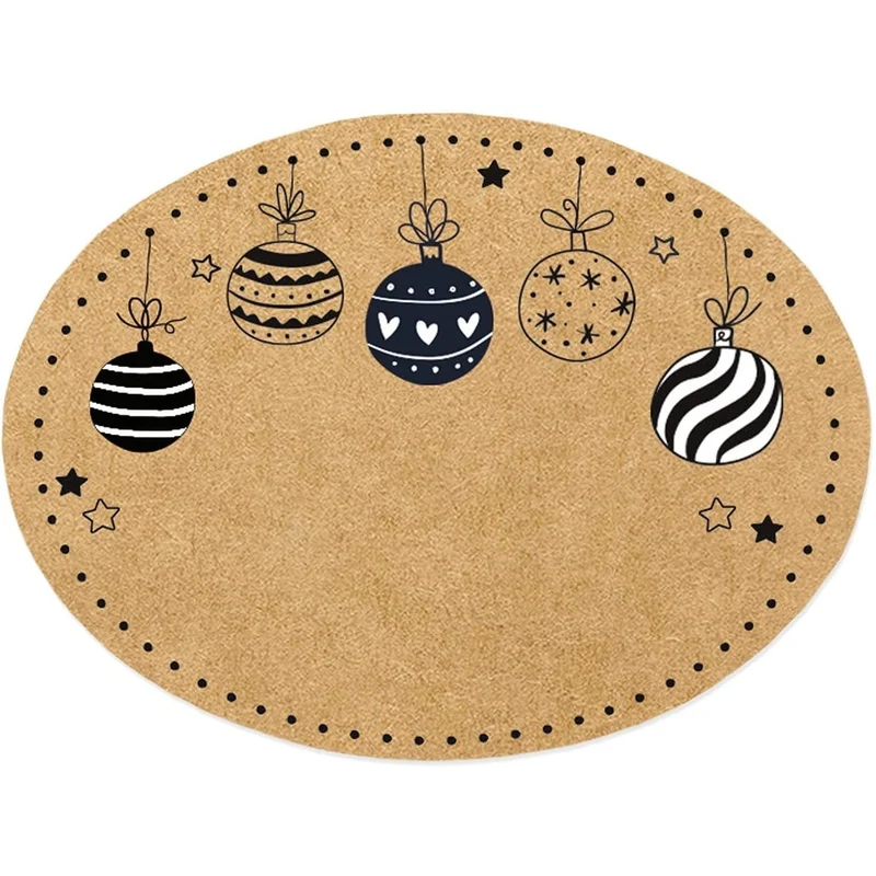 200 Weihnachtsaufkleber auf Rolle zum Beschriften - oval braun schwarz