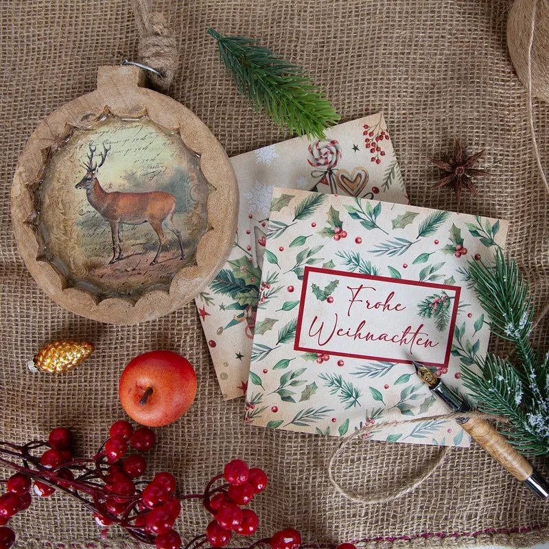 Große Holztafel zum Aufhängen mit Hirsch-Motiv - 16 cm braun natur