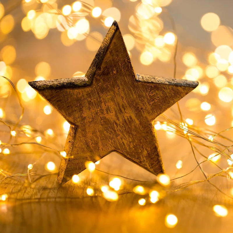 3 große weihnachtliche Sterne Figuren aus Holz Natur braun Gold 20 cm