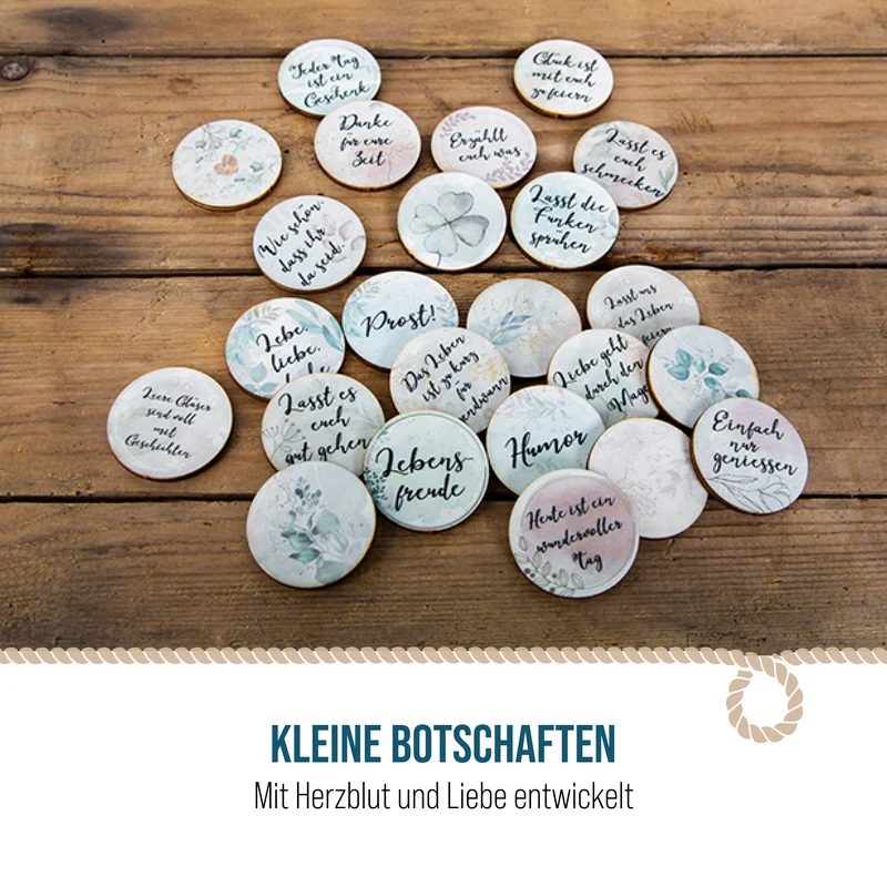 24 Glückssteine aus Holz - Pastell Hygge Ø 4 cm
