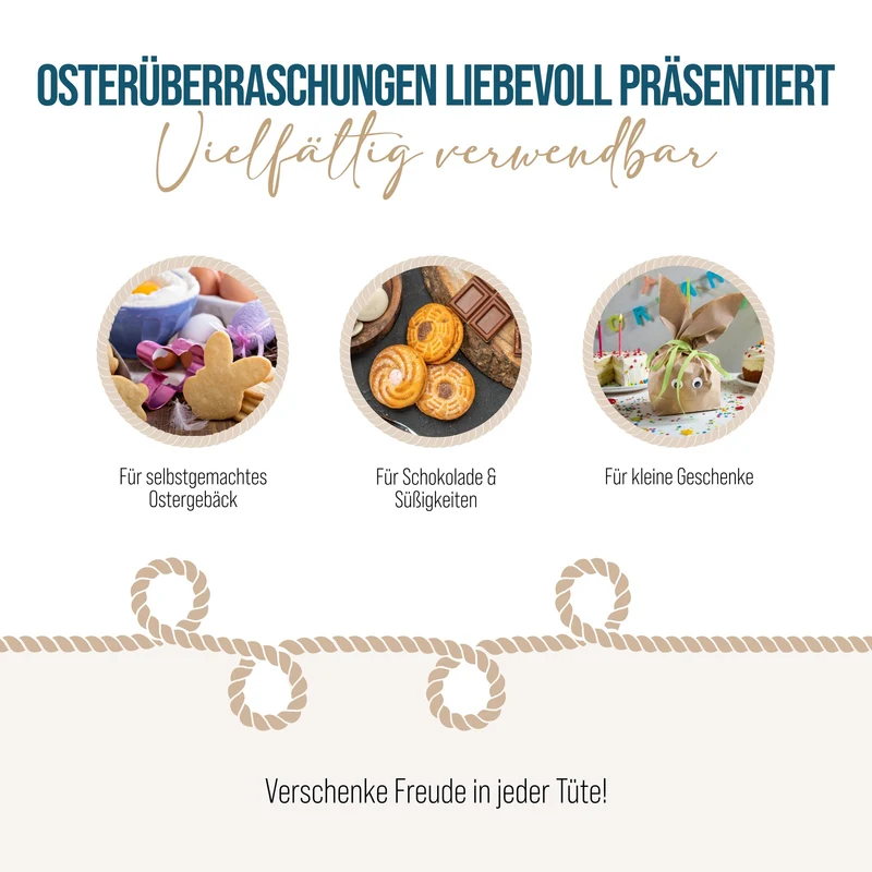 Logbuch-Verlag 10 Hasentüten aus Kraftpapier natur grün - Osternest Geschenktüten als Verpackung Ostergeschenk für Kinder Kollegen Kunden - DIY Ostertüte