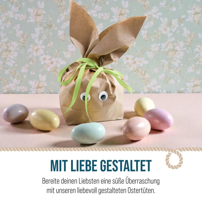 Logbuch-Verlag 10 Hasentüten aus Kraftpapier natur grün - Osternest Geschenktüten als Verpackung Ostergeschenk für Kinder Kollegen Kunden - DIY Ostertüte