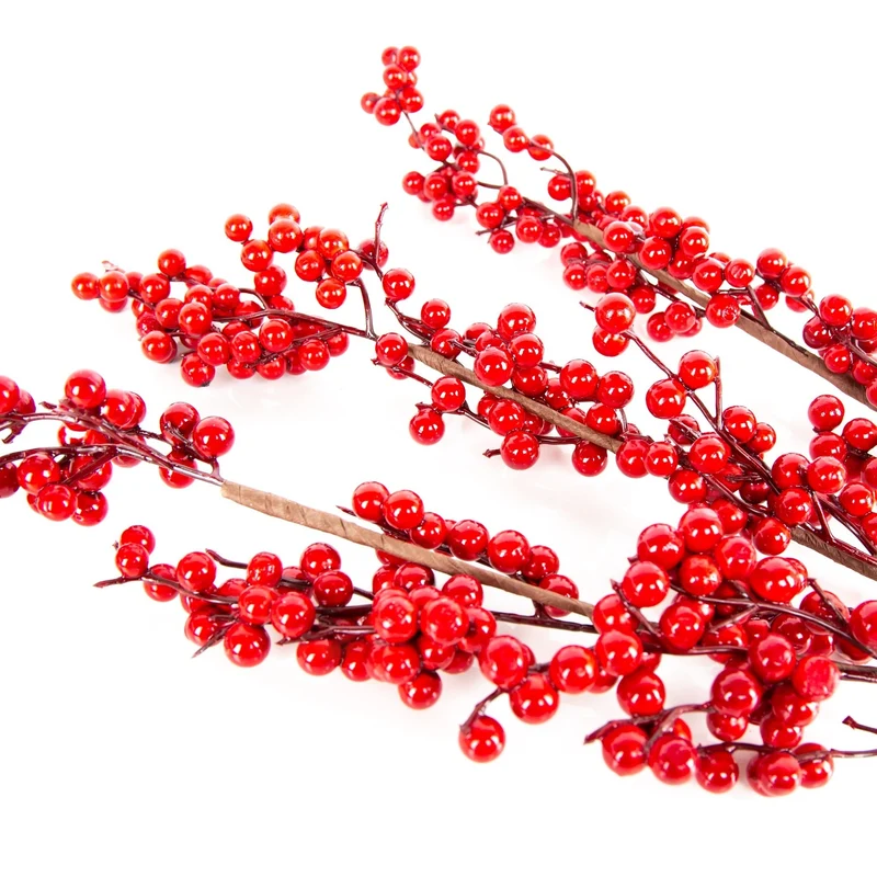 künstliche rote Beeren Zweige 3 Stück 63 cm Weihnachten