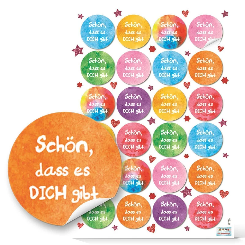 Sticker SET - 131 bunte Geschenkaufkleber zu Liebe Freundschaft Gesundheit Zuversicht