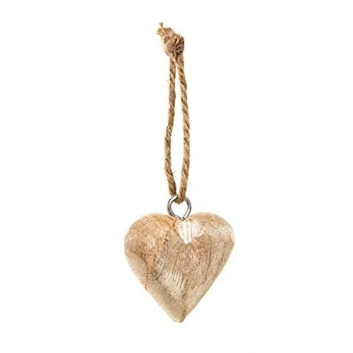 10 naturfarbene Holzherzen mit Schnur zum Aufhängen - Natur braun