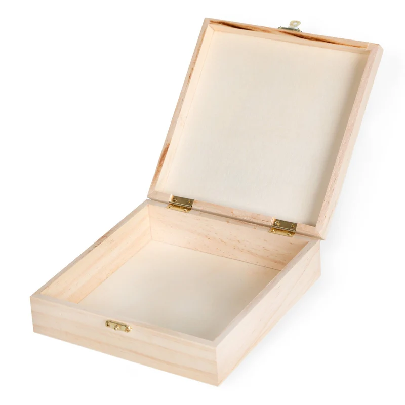 Baby Erinnerungskiste aus Holz Geschenkbox Babyparty 18,5 x 18,5 cm