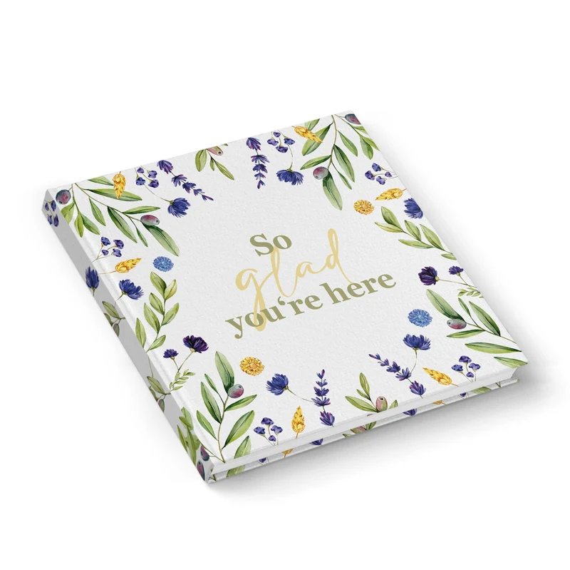 Guestbook So glad you're here Gästebuch englisch 18 x 18 cm