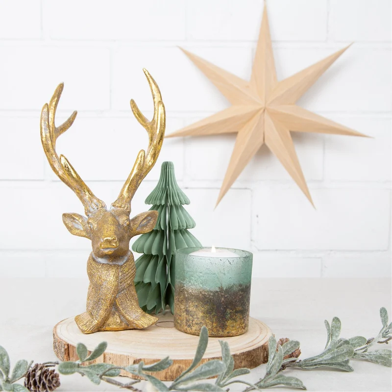 Großer Papierstern Natur 39cm XXL Holz-Optik Weihnachten Deko