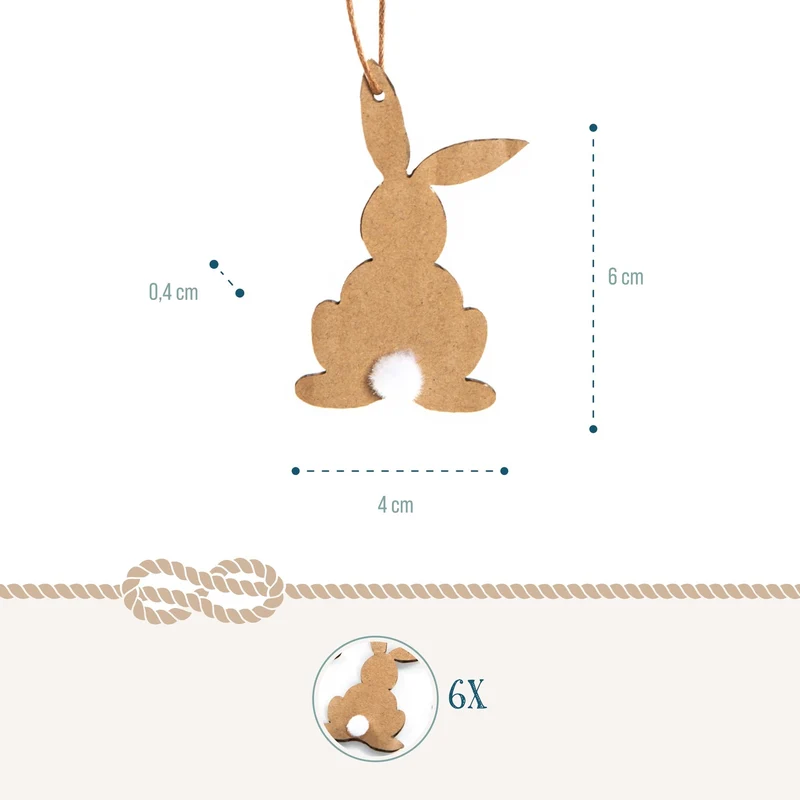 6 kleine Osterhasen Anhänger aus Kraftpapier - Hasen aus Papier