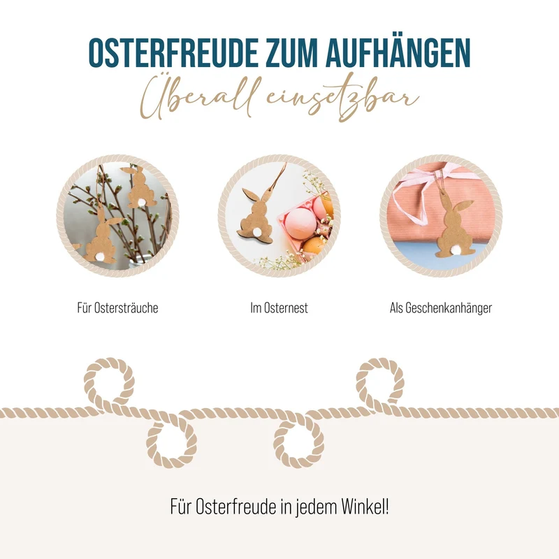 6 kleine Osterhasen Anhänger aus Kraftpapier - Hasen aus Papier