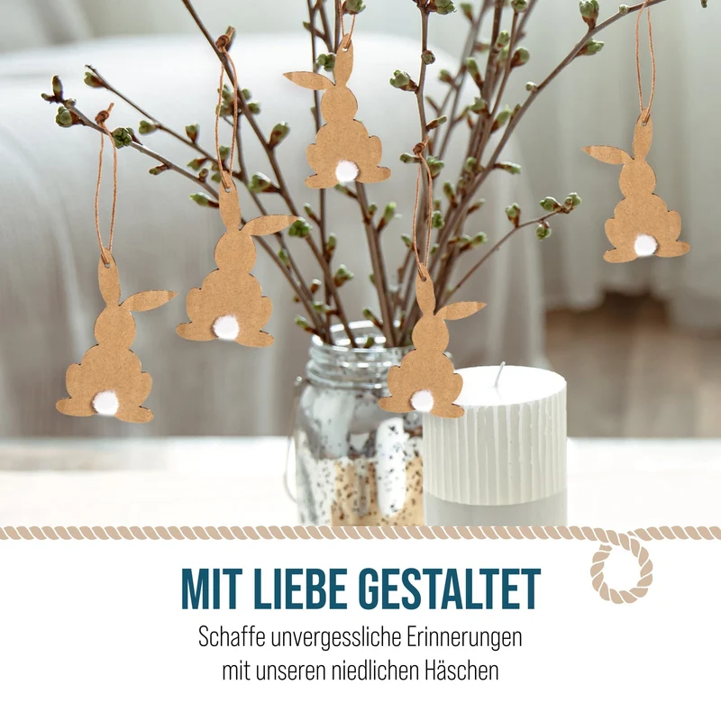 6 kleine Osterhasen Anhänger aus Kraftpapier - Hasen aus Papier