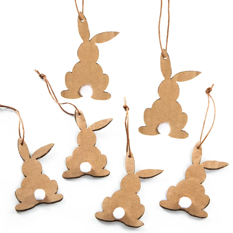 6 kleine Osterhasen Anhänger aus Kraftpapier - Hasen aus Papier