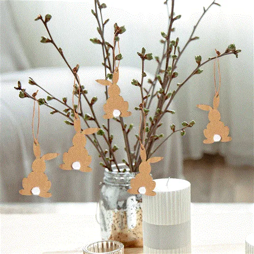 6 kleine Osterhasen Anhänger aus Kraftpapier - Hasen aus Papier