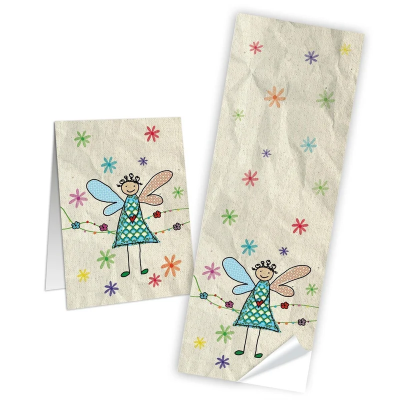 10 Stück Aufkleber Sticker 5 x 14,8 cm KLEINER ENGEL SCHUTZENGEL bunt Geschenkaufkleber Verpackung Geschenke Karten gestalten Deko zum Papier-Tüten zukleben Banderolen Etiketten