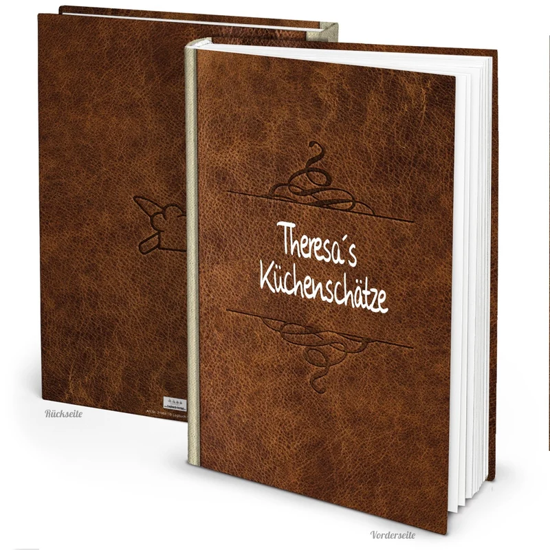 Rezeptbuch mit personalisierbarem Cover - DIN A4 in Lederoptik