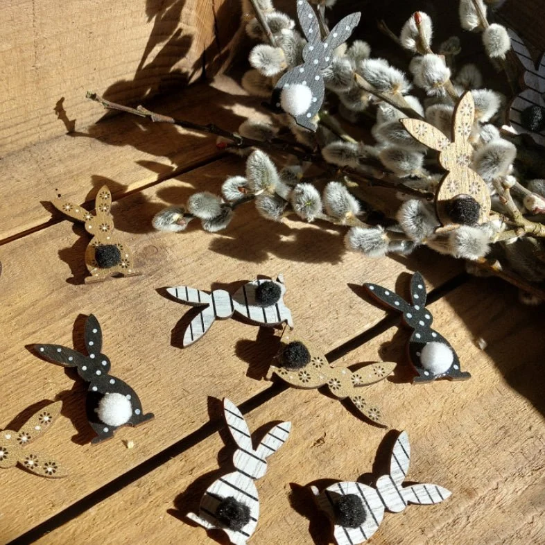 24 kleine Osterhasen flach zum Streuen, Basteln & Dekorieren