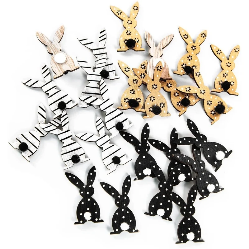 24 kleine Osterhasen flach zum Streuen, Basteln & Dekorieren