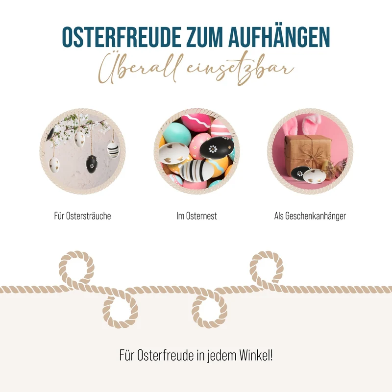 12 kleine Ostereier - 4 cm aus Plastik - schwarz Gold weiß