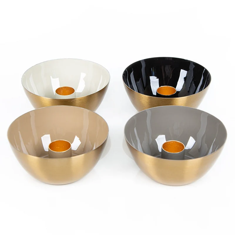 4er Kerzenhalter Set für Stabkerzen rund in 4 Farben 10 cm