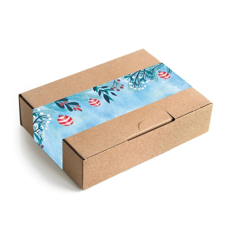 Weihnachtsbanderole Weihnachtskugeln blau türkis rot 5 x 42 cm