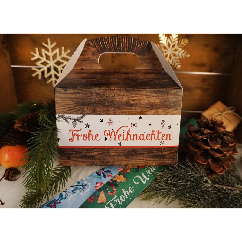 Weihnachtsbanderole Weihnachtskugeln blau türkis rot 5 x 42 cm