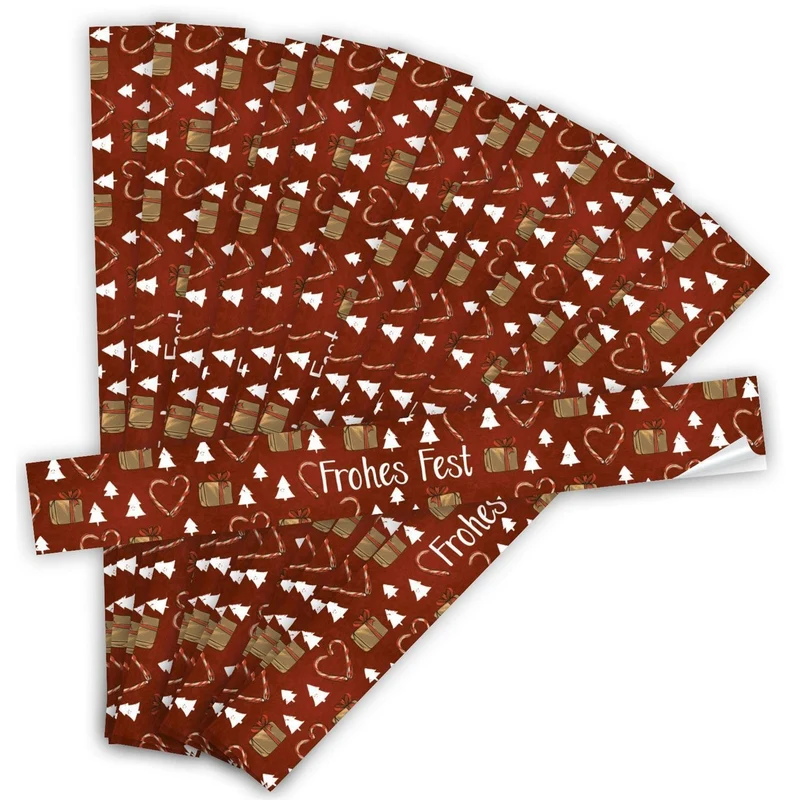 Weihnachtsbanderole Frohes Fest rot weiß 5 x 42 cm