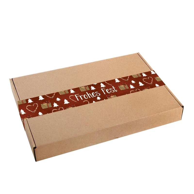 Weihnachtsbanderole Frohes Fest rot weiß 5 x 42 cm