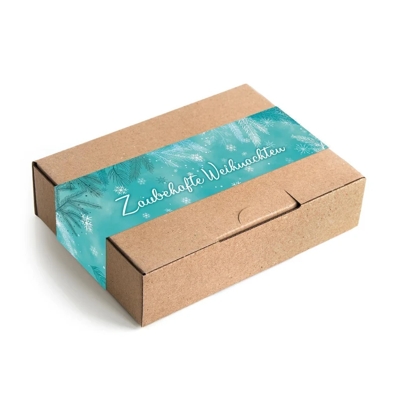 Weihnachtsbanderole Zauberhafte Weihnachten türkis blau weiß 5 x 42 cm