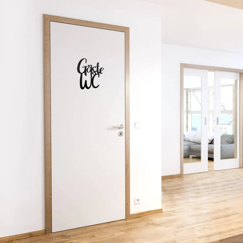 Gäste-WC Türschild aus Holz - 20 cm schwarz