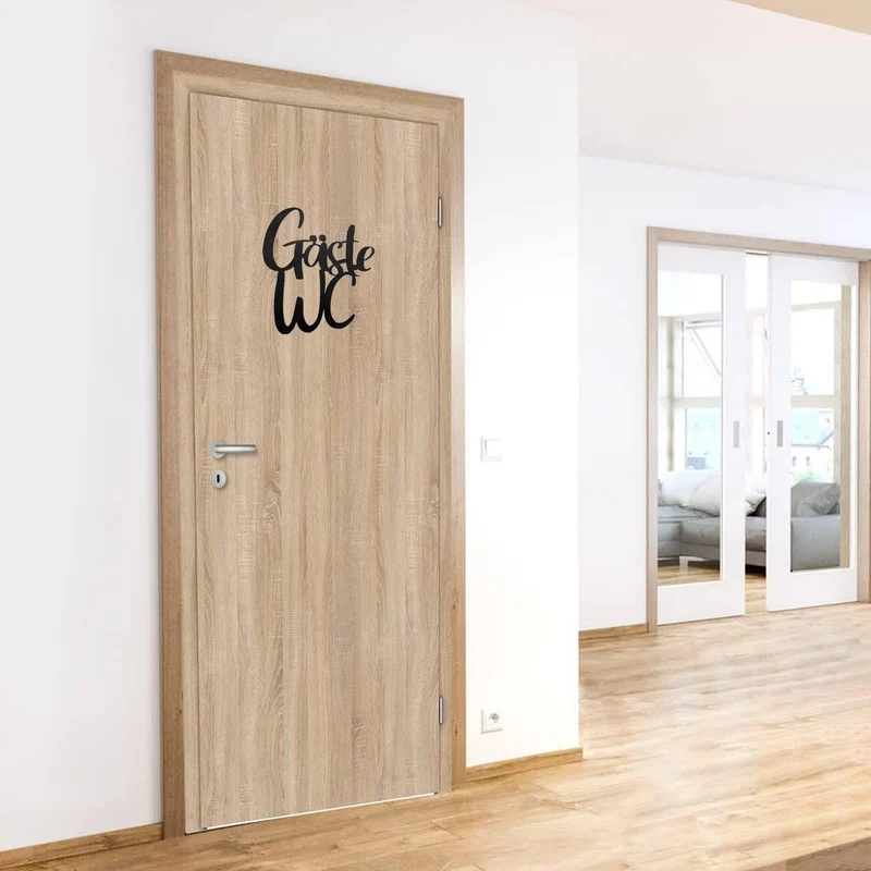 Gäste-WC Türschild aus Holz - 20 cm schwarz